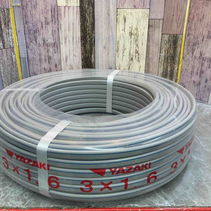 【未使用品】YAZAKI VVFケーブル 3ｘ1.6ｍｍ 100ｍ巻 200V シール剥がれあり【八潮店】