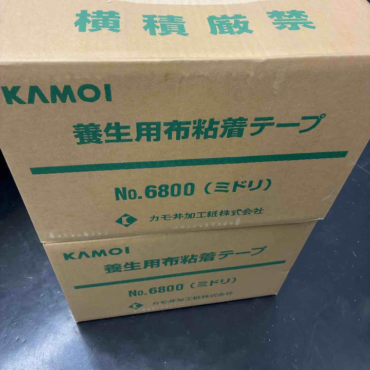 【2箱セット(計60巻)】KAMOI 養生用布粘着テープ No.6800 ミドリ 50mm×25m 30巻入【藤沢店】