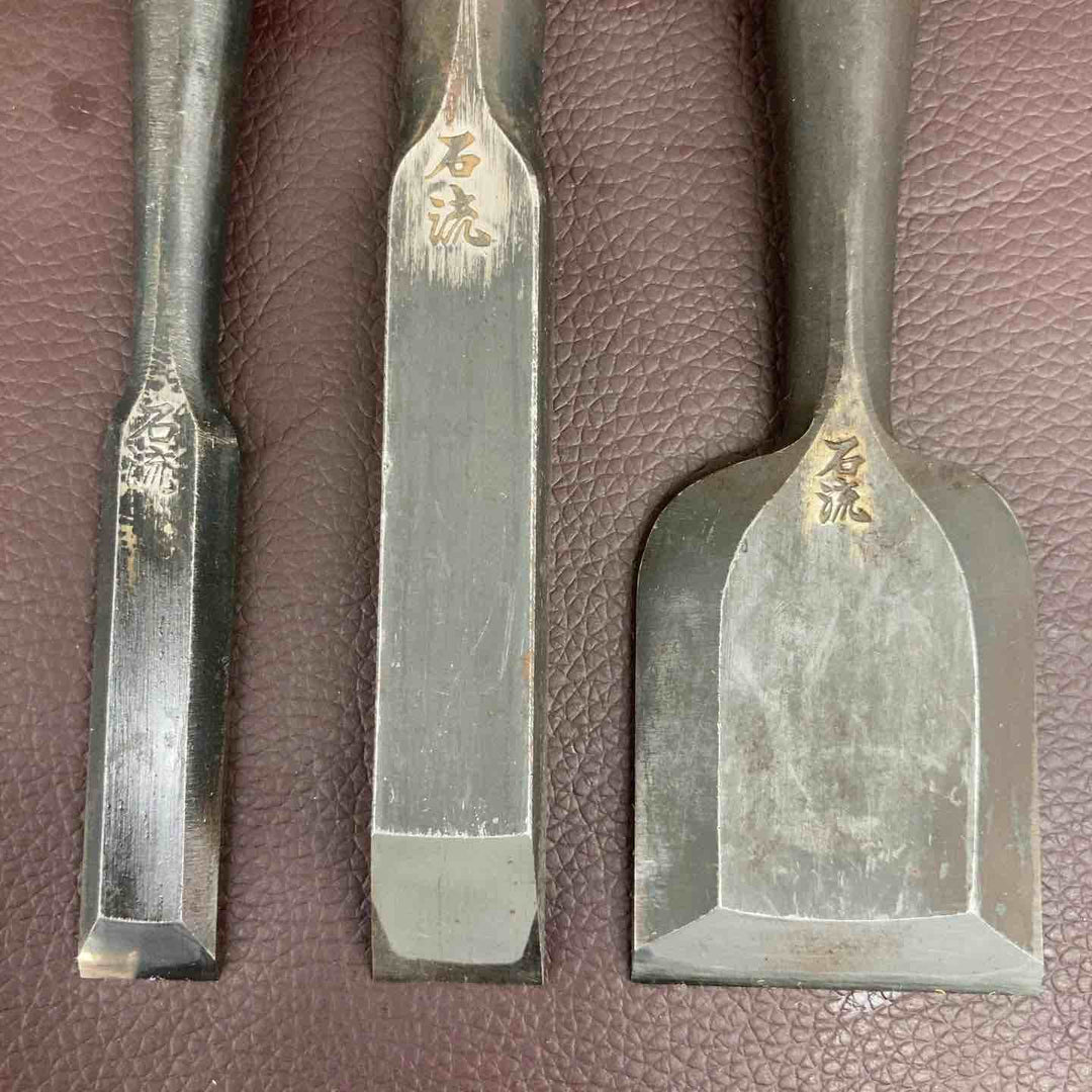 【中古美品】 【超希少】 鑿 石流 3本セット 和工具 のみ ノミ 鉋 大工 骨董品 【東大和店】