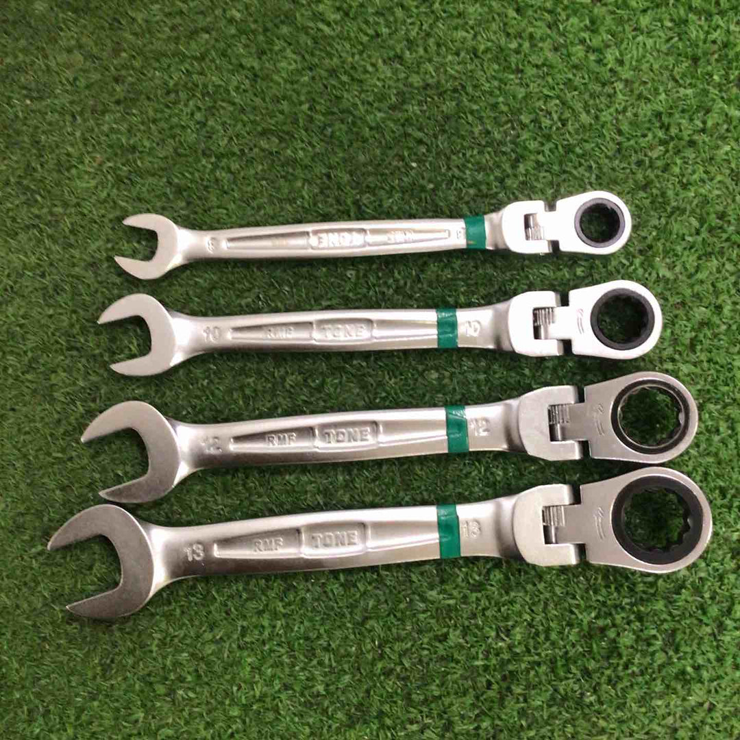 中古美品 ■TONE 首振ラチェットめがねレンチセット 10pcs〔品番:RMF100〕