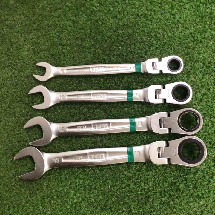中古美品 ■TONE 首振ラチェットめがねレンチセット 10pcs〔品番:RMF100〕