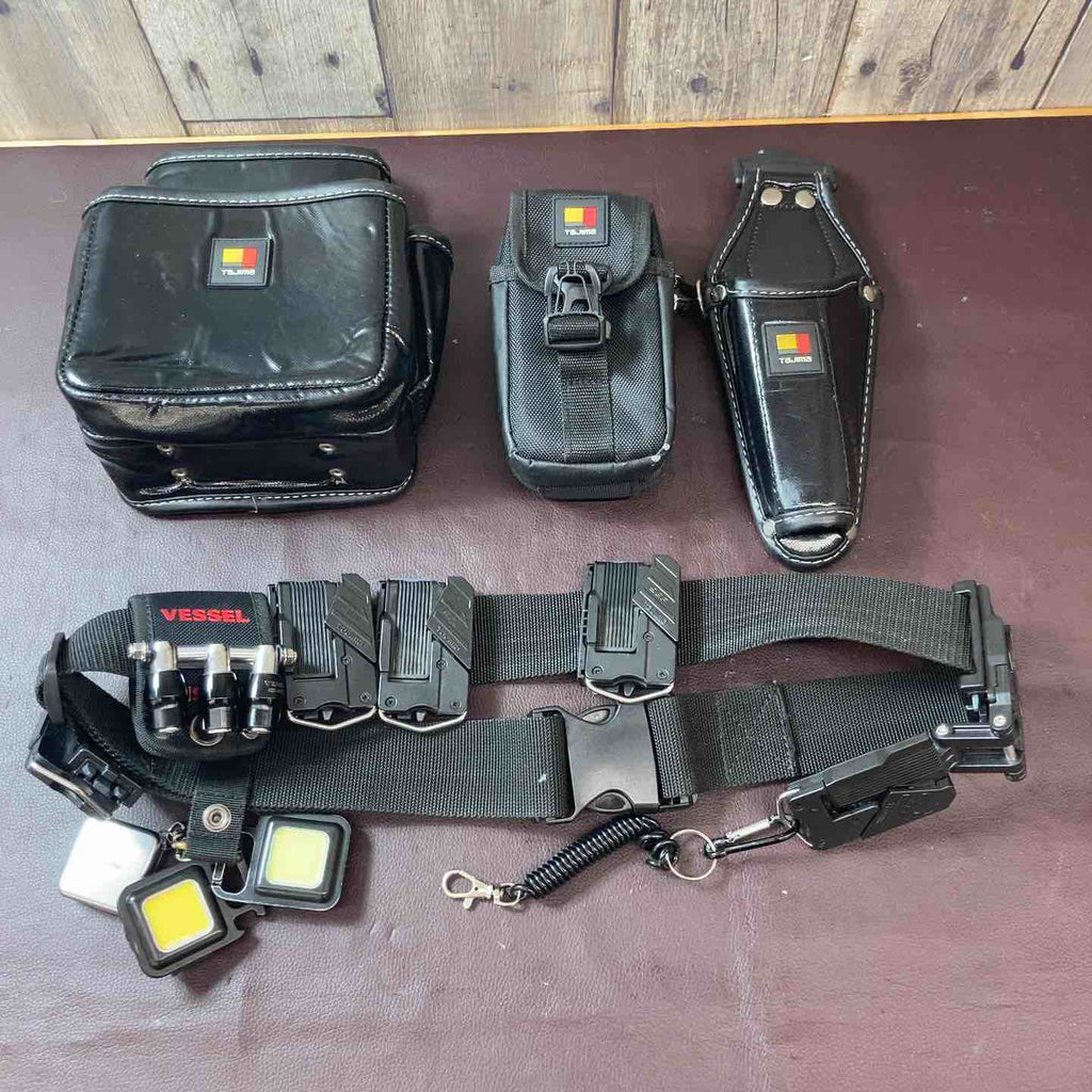 タジマ腰袋セット 中古品】 タジマ(Tajima) 腰袋等セット 4点 セフ後付きホルダー ベルト