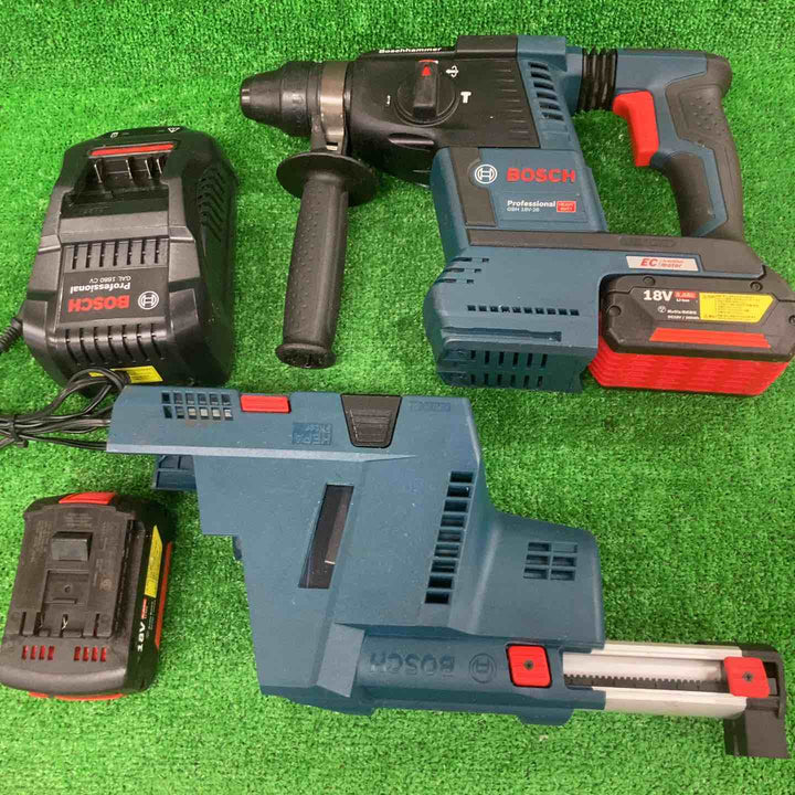 Bosch Professional(ボッシュ) SDSプラス コードレスハンマードリル (5.0Ahバッテリー2個・充電器・深さゲージ・キャリングケース・サイドハンドル・吸いじんアダプタ付) GBH18V-26GDEN【川崎店】