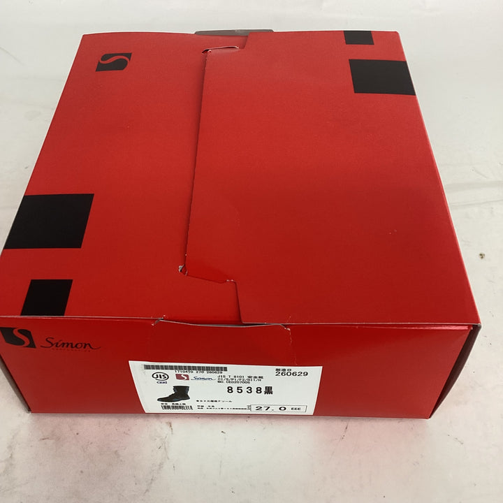 ◇[シモン] 安全靴 長編上 マジック 8538 黒 27 cm 3E【狭山】