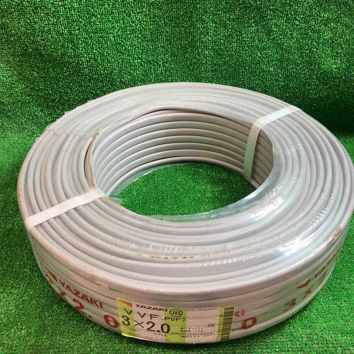 【未使用】処分 矢崎 VVFケーブル 2.0mm×3芯 100m巻 (灰色)　汚れスレあり【川越店】