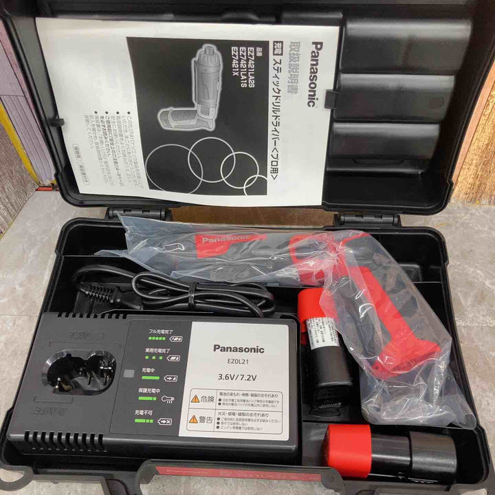 【未使用品】◇パナソニック Panasonic 7.2V コードレススティック ドリルドライバー 赤 EZ7421LA2S-R バッテリー2個【八潮店】