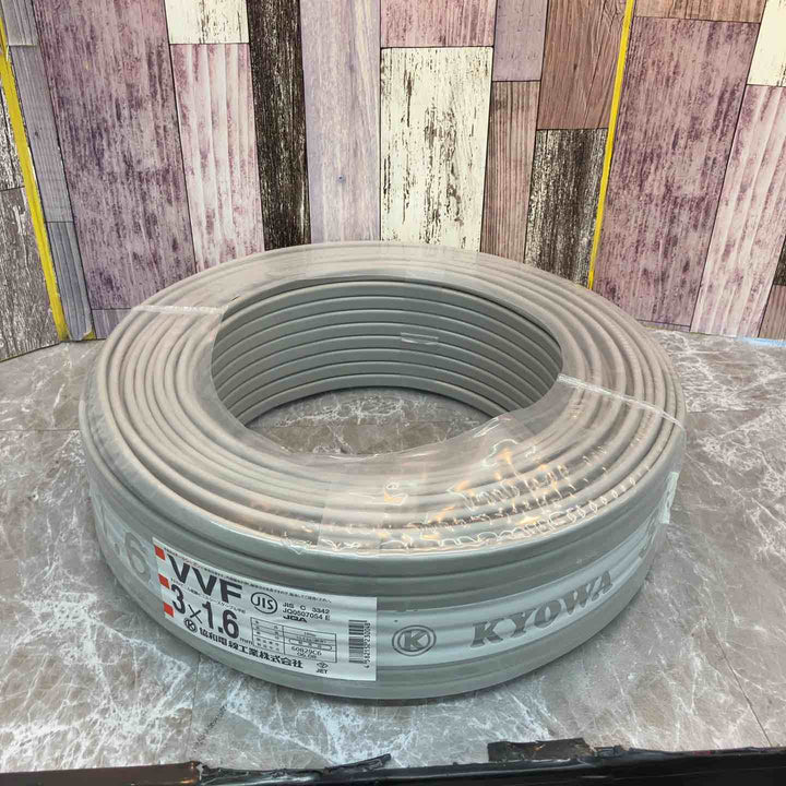 協和電線工業株式会社 VVFケーブル 600Vビニル絶縁ビニルシースケーブル平形 1.6×3C【八潮店】