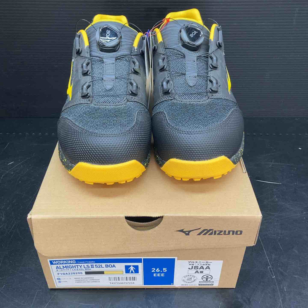 ミズノ(MIZUNO) プロテクティブスニーカー(安全靴) ALMIGHTY LSⅡ52L BOA F1GA220290 限定カラー ブラック×イエロー 26.5cm【川越店】