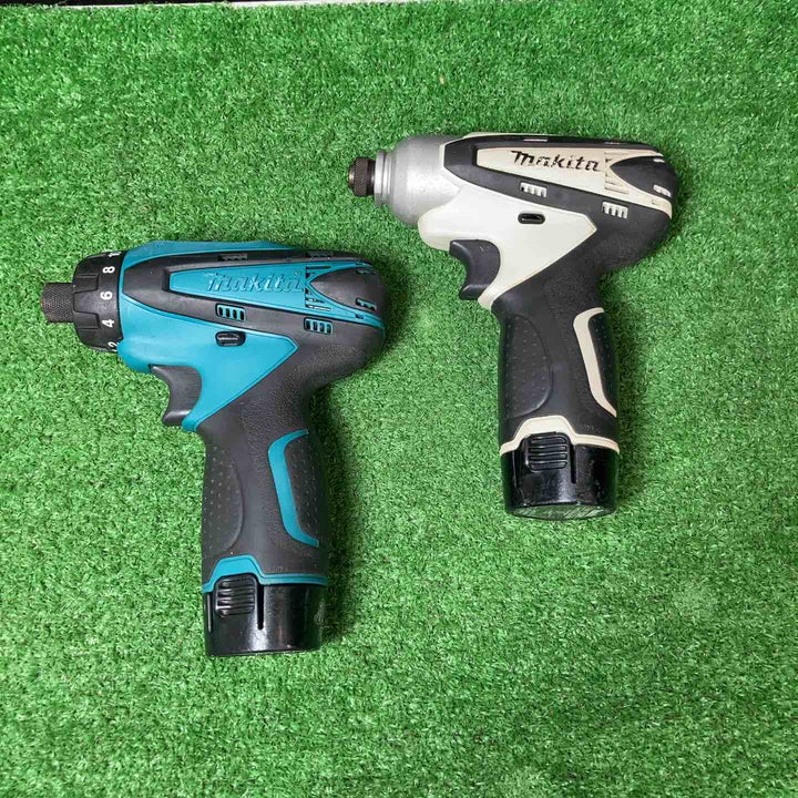 【中古品】◇充電式インパクト×2点＆充電式ドライバードリル×2点 (10.8V1.3Ahバッテリー×4、充電器付き) まとめ9点セット♪【岩槻店】