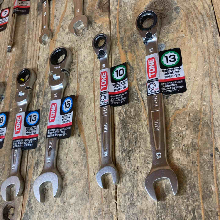 トネ(TONE) ラチェットメガネレンチ RM-07~17 首振 RMF-07~15 切替式 RMR-10~13 合計11本セット【所沢店】
