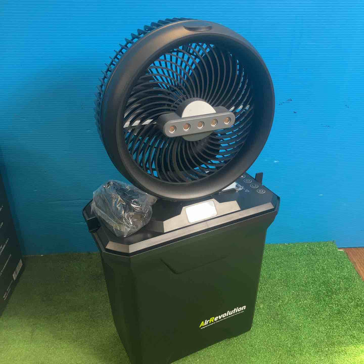 【未使用品(店頭展示品)】KMネクスト 充電式コンパクトミストファン Air Revolution MIST FAN ブラック V02-BK 超音波ミスト コードレス タイマー機能付【岩槻店】