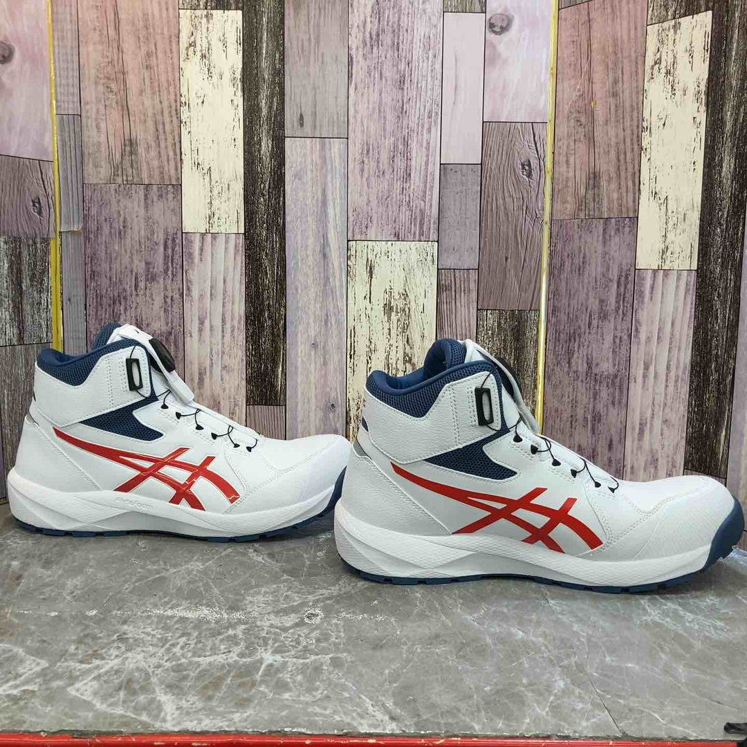 【未使用品】◇アシックス 安全靴 ウィンジョブ CP314 BOA ハイカット ホワイト/チェリートマト 27.5cm【八潮店】