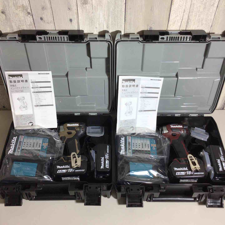 マキタ makita コードレス インパクトドライバー TD173DGXAR TD173DGXAB 2台セット インパクト ブラウン 茶色 茶 レッド 赤【戸田店】