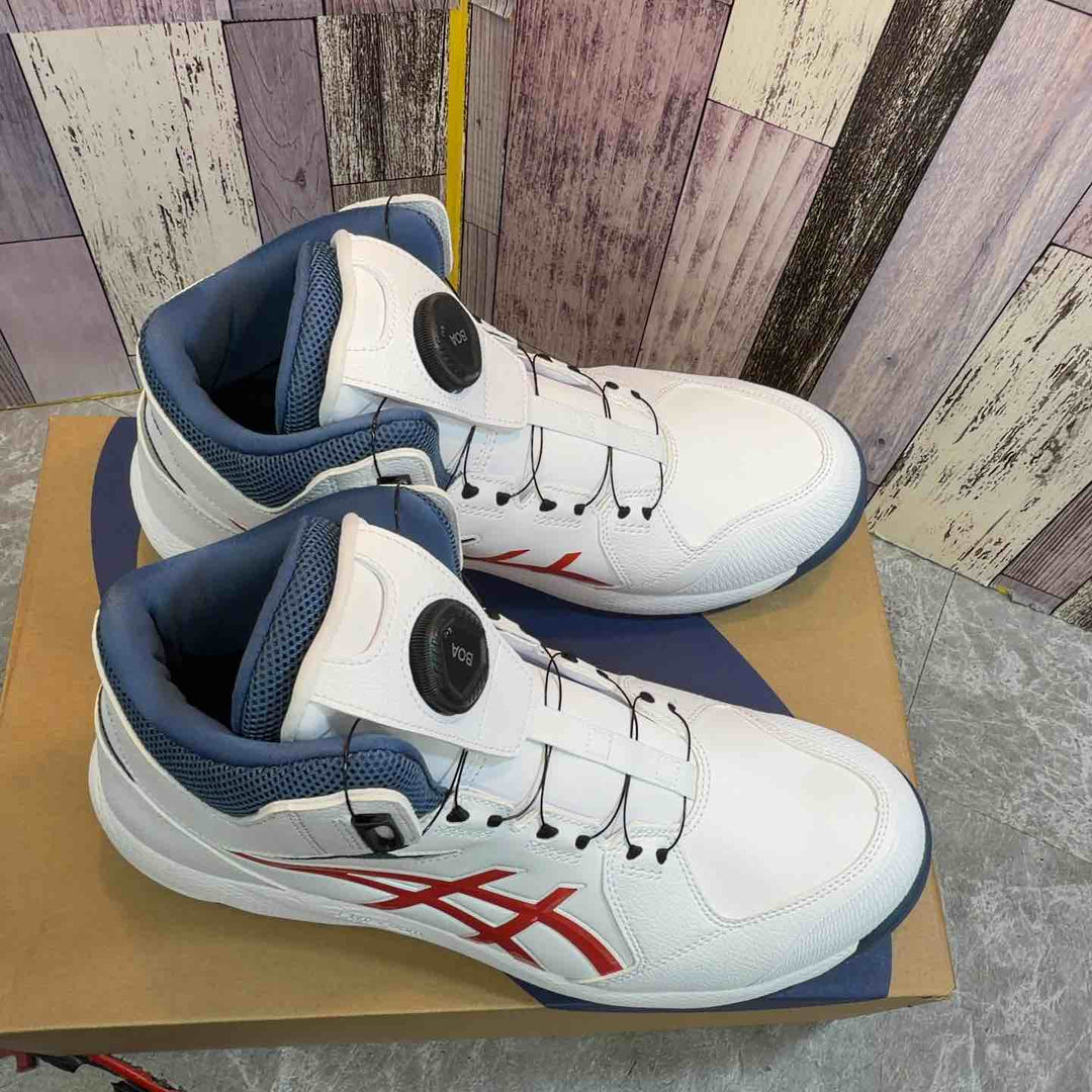 ◇[アシックス] 26年発売モデル 安全靴/作業靴 ウィンジョブ CP314 BOA JSAA A種先芯 人工皮革 ハイカット ホワイト/チェリートマト 28.0 cm 3E【八潮店】