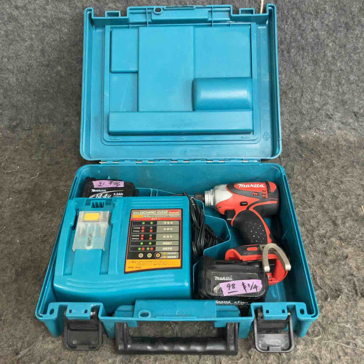 【現状品】★マキタ(makita) コードレスインパクトドライバー TD130DRFXR ケース(14.4V3.0Ahバッテリー*2[98(寿1/4)][91(寿0/4)]、充電器)【鴻巣店】