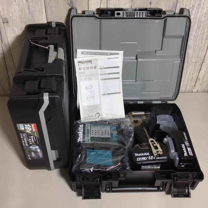 【未使用品】 限定色 マキタ makita コードレス インパクトドライバー TD173DGXAB 2台 フルセット インパクト ブラウン 茶 茶色 純正 純正品  【戸田店】