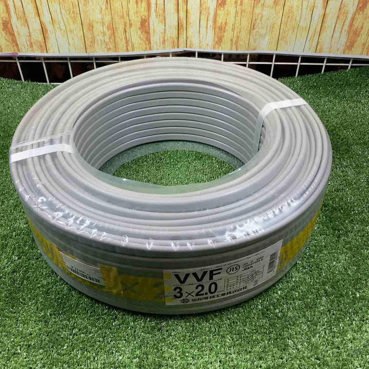 協和電線工業株式会社VVFケーブル 2.0mm×3芯 100m巻 (灰色) (新品未使用 )【川崎店】
