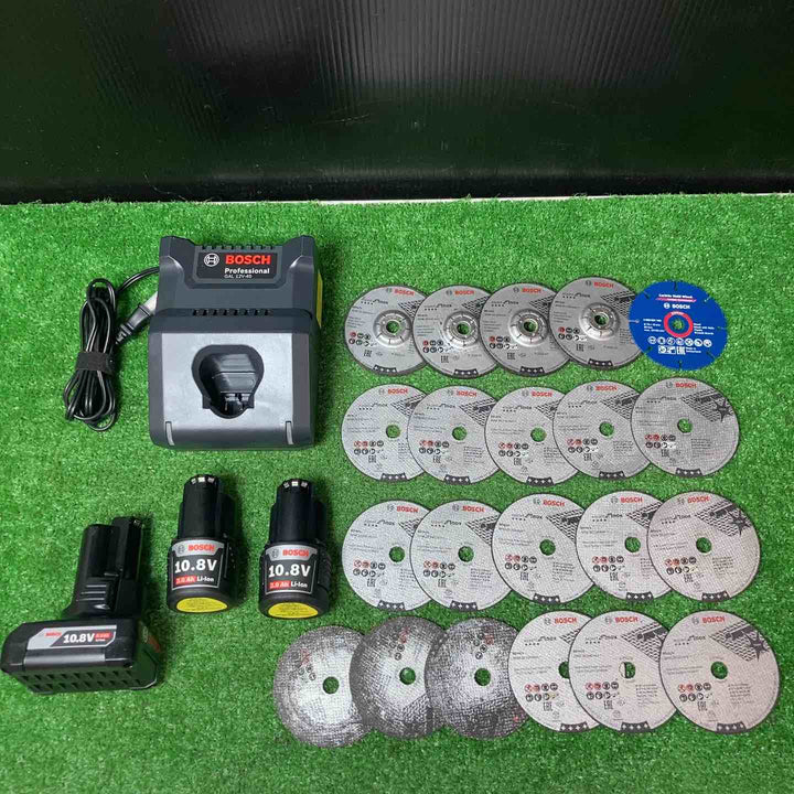 【美品】◇ボッシュ(BOSCH) コードレスディスクグラインダー GWS10.8V-76 ◎充電器・10.8Vバッテリー3個付き(3.0Ah×2個・6.0Ah)【岩槻店】