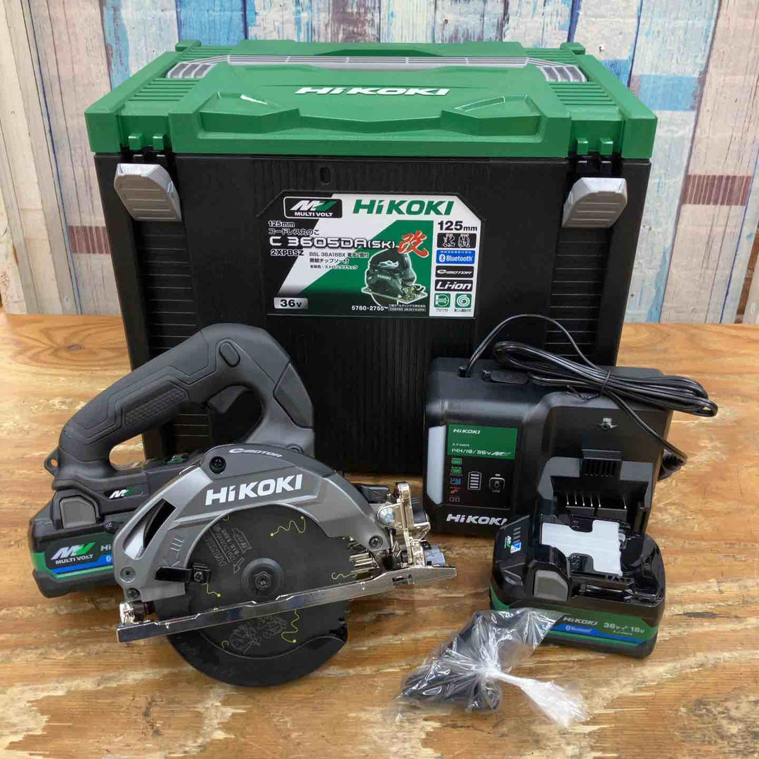 【未使用品】◇ハイコーキ(HIKOKI ※旧:日立工機) コードレス丸のこ C3605DA(SK)(2XPBSZ) ストロングブラック 36V 165mm 純正 マルチボルトバッテリー2個付き【柏店】