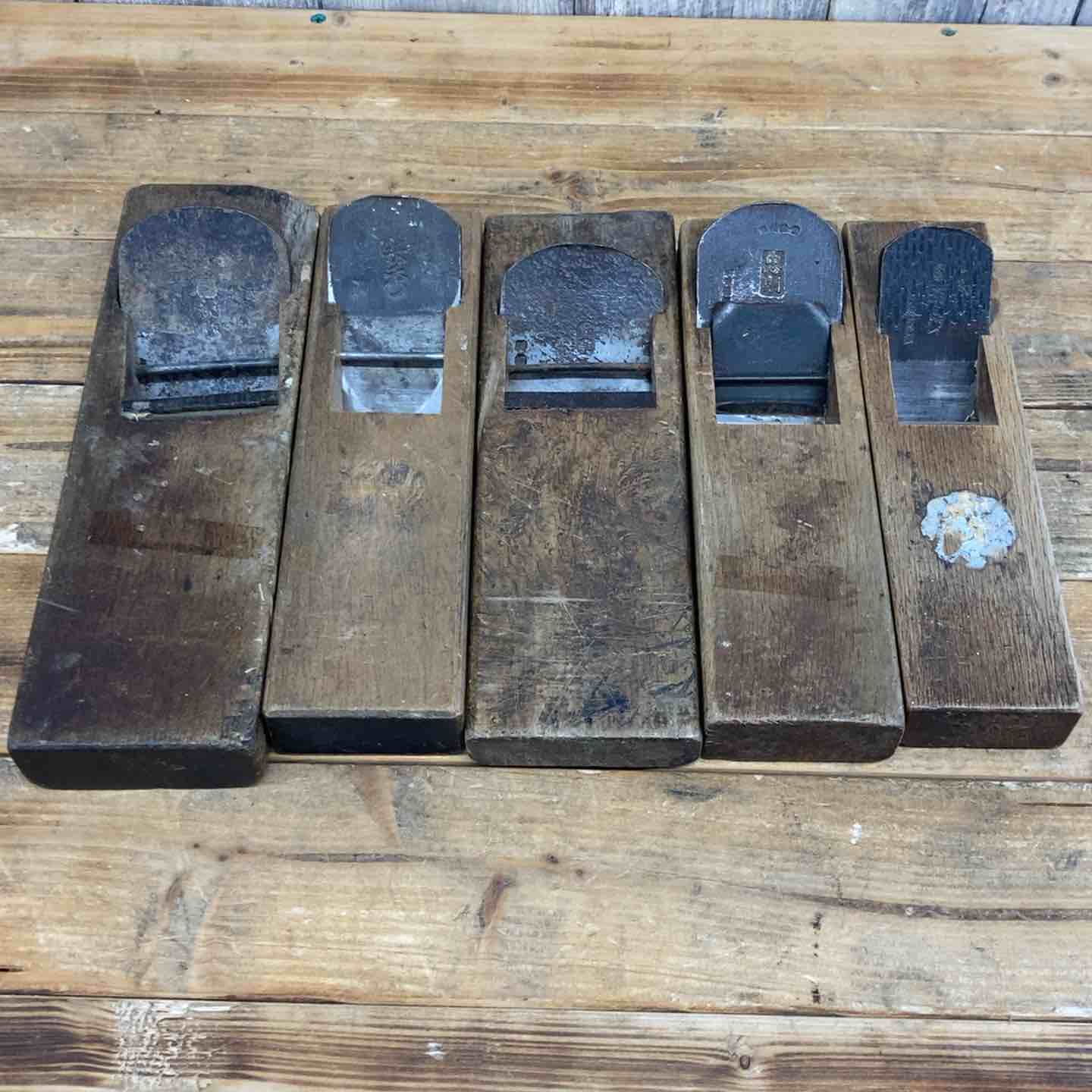 純玉鋼　初代 福三郎 明治四十五年 かんな 大工道具 時代物 希少 刻印E266 中古品】 重定・國永・忠則・福三郎・長秀 鉋5点セット 鉋 かんな