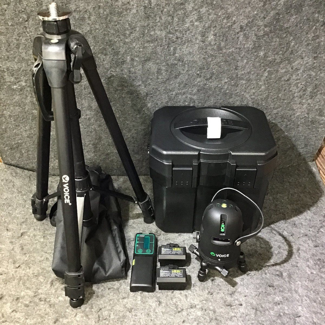 【未使用品】VOICE レーザー墨出し器 5ライン(矩十字・横) グリーンレーザー Model-G5 受光器 三脚つき【桶川店】