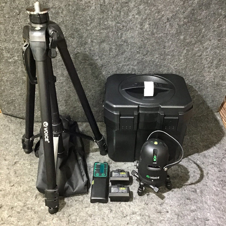 【未使用品】VOICE レーザー墨出し器 5ライン(矩十字・横) グリーンレーザー Model-G5 受光器 三脚つき【桶川店】