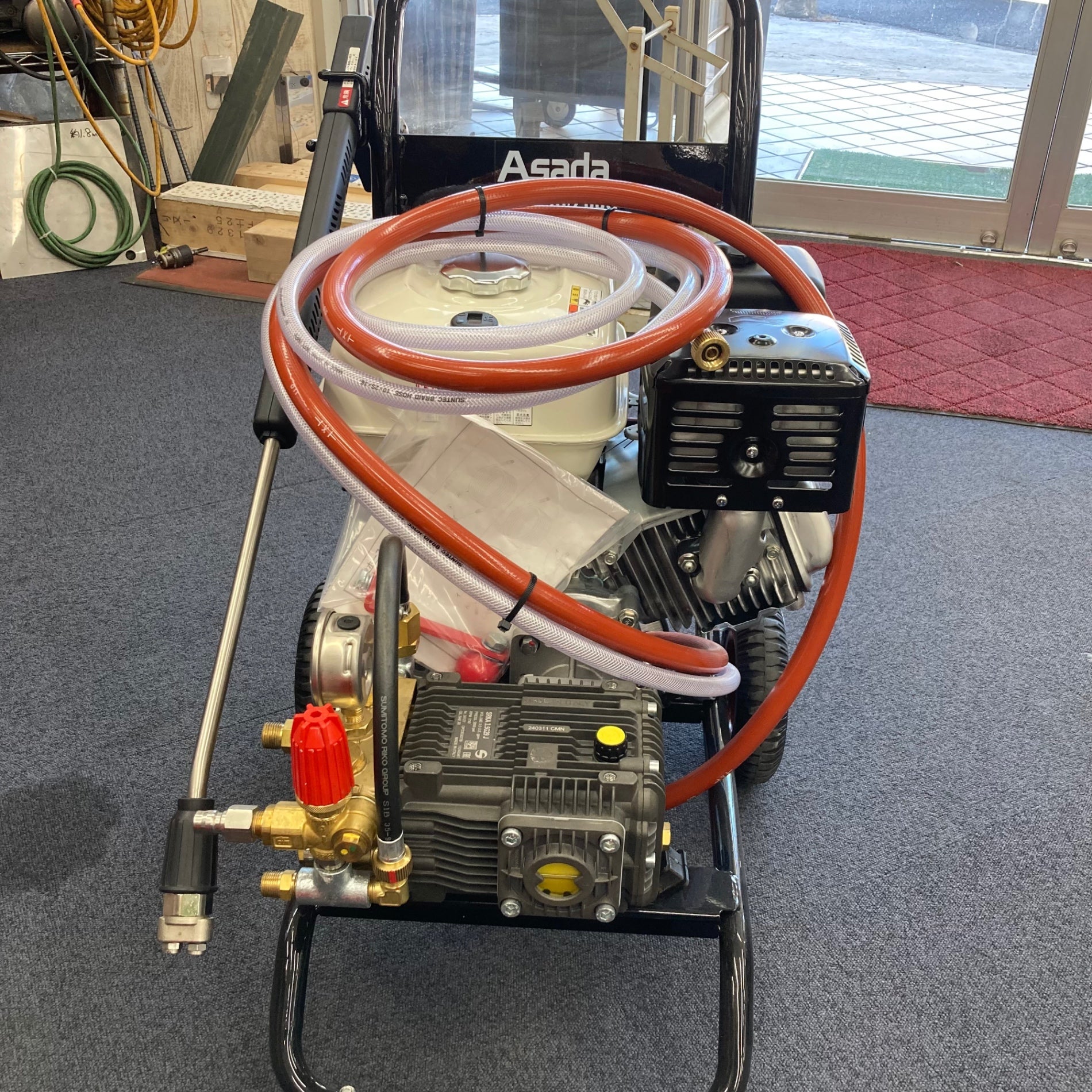 【エコツール笠寺店】ASADA/アサダ エンジン式高圧洗浄機+高圧ホースリール 12/80GA・IB70X105-B  IT7LYPYZ29J4【愛知県/名古屋市/笠寺/工具】 エコツール笠寺店】ASADA/アサダ エンジン式高圧洗浄機+高圧ホース