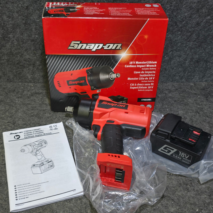 【未使用品】スナップオン(Snap-on) コードレスインパクトレンチ充電式(本体＋バッテリ1個セット) CT9050W1 1/2sq 赤【桶川店】