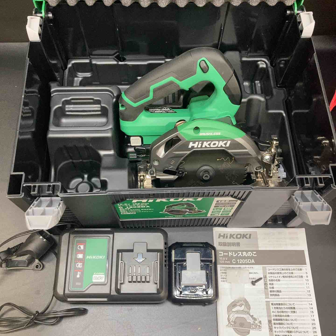 HiKOKI(ハイコーキ) 10.8V 充電式 丸のこ C1205DA 125mm アグレッシブグリーン 軽量2.2kg 蓄電池2個・充電器・ケース付 C1205DA(2LSP)【川越店】