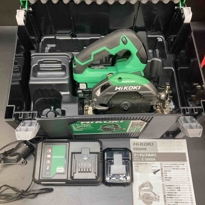 HiKOKI(ハイコーキ) 10.8V 充電式 丸のこ C1205DA 125mm アグレッシブグリーン 軽量2.2kg 蓄電池2個・充電器・ケース付 C1205DA(2LSP)【川越店】