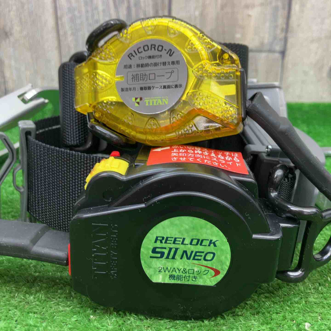 サンコー　胴ベルト型墜落制止用器具　SLN505-RW-BL　ブラックLサイズ（ﾍﾞﾙﾄ長1300㎜）　ﾛｯｸ装置付き巻取器+巻取補助ﾛｰﾌﾟ【富山店】◇ﾚｼﾞ