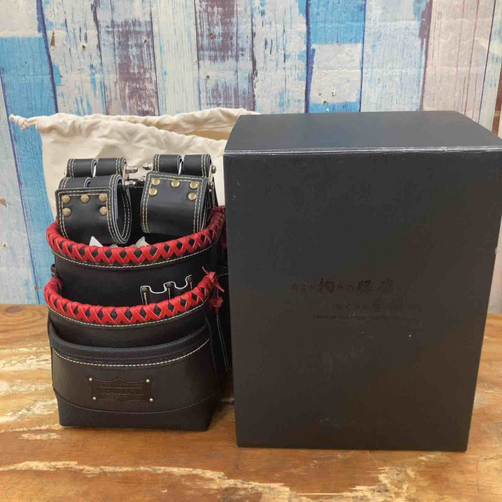 ニックス　KGB-301DDX　チェーンタイプ高級グローブ革使用3段腰袋 赤【柏店】