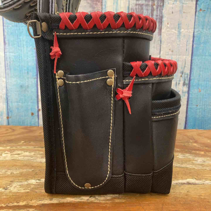 ニックス　KGB-301DDX　チェーンタイプ高級グローブ革使用3段腰袋 赤【柏店】