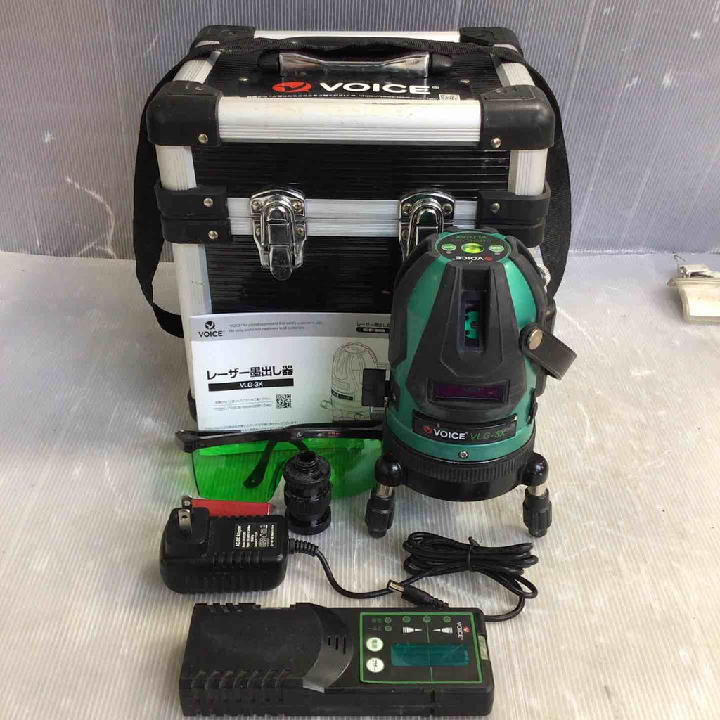 ◇VOICE レーザー墨出し器 5ライングリーンレーザー 矩十字・横 VLG-5X