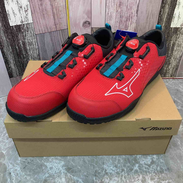 ミズノ MIZUNO ワークシューズ 27.0cm EEE レッド×ホワイト F1GA240262【八潮店】