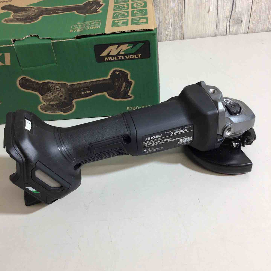 【未使用品】◇HiKOKI(ハイコーキ) 36V 充電式 ディスクグラインダ G3610DC ブラック トイシ径100mm スライドスイッチ 蓄電池・充電器・ケース別売 G3610DC(NNB)【戸田店】