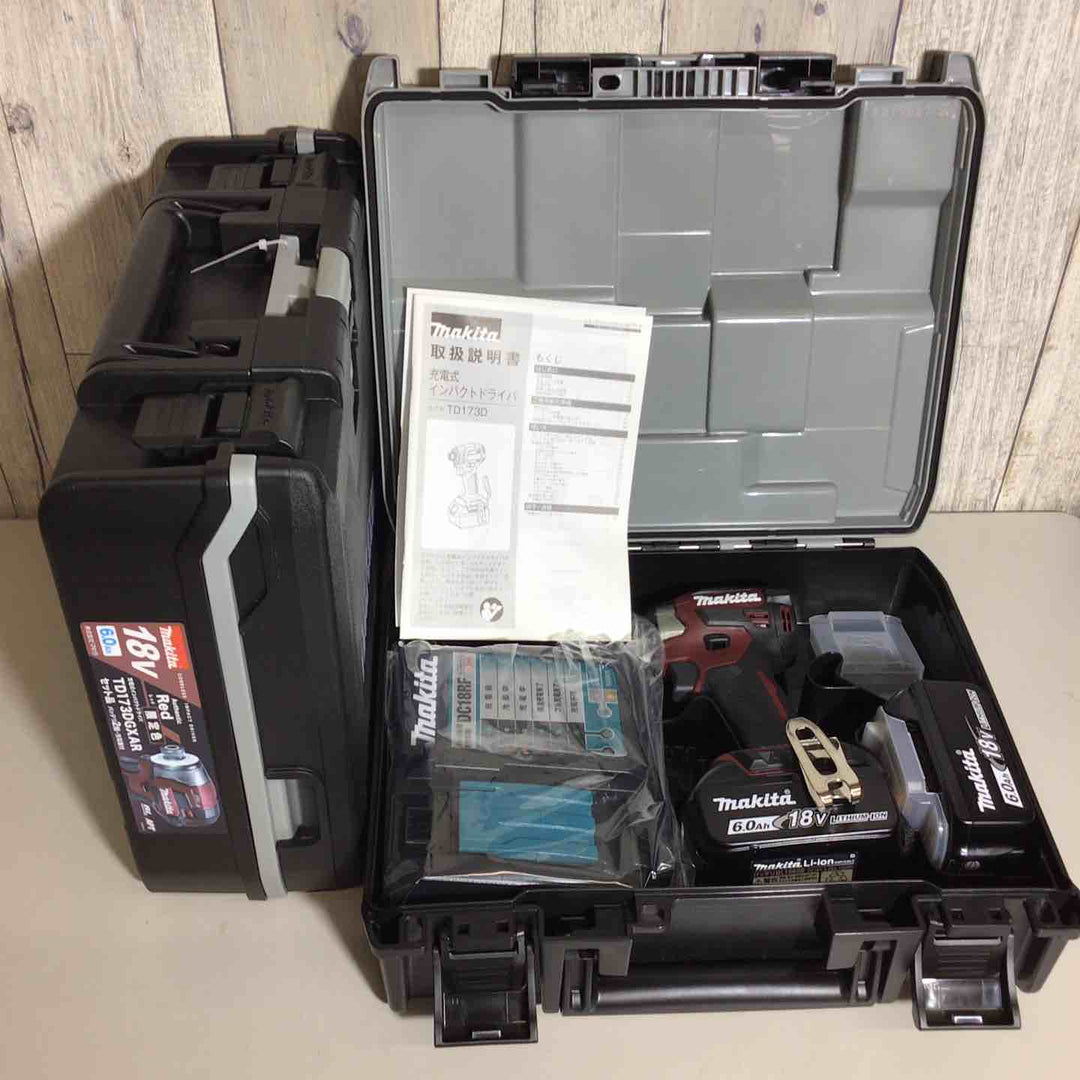 【未使用品】 限定色 マキタ makita コードレス インパクトドライバー TD173DGXAB 2台 フルセット インパクト レッド 赤 純正 純正品 【戸田店】