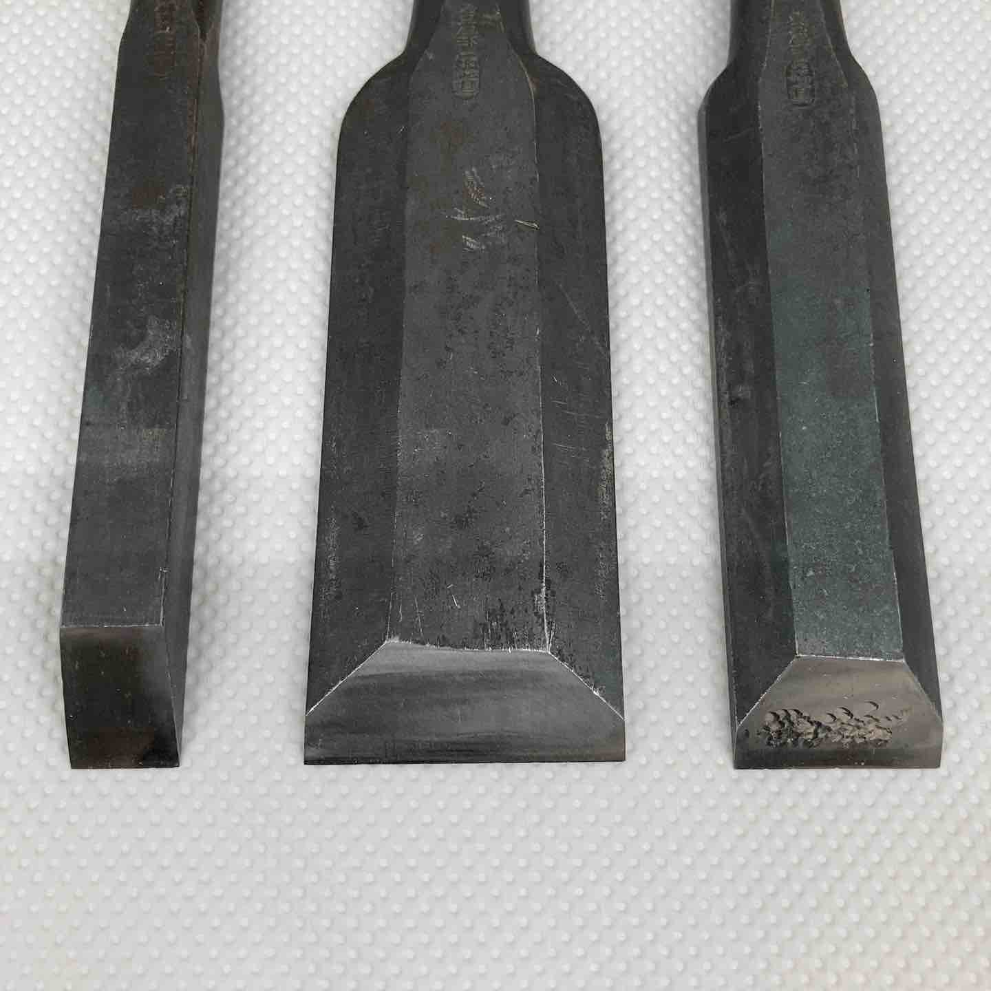 中古・現状品】 鑿 のみ 銘 正道 約12mm/約24mm/約37mm ＊3本組 【鴻巣