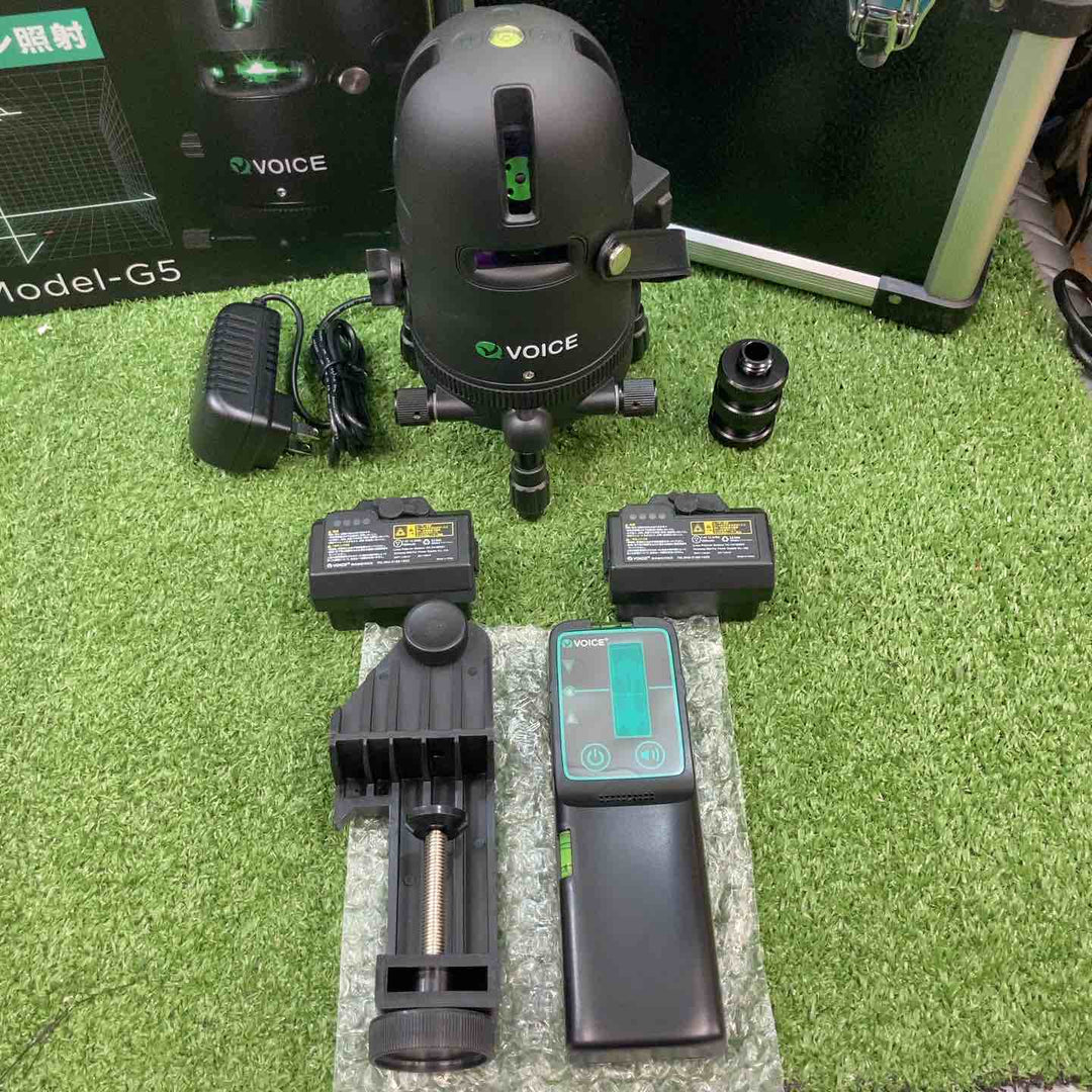【未使用品】 VOICE レーザー墨出し器 5ライン(矩十字・横) グリーンレーザー  Model-G5 【受光器付属】【川崎店】