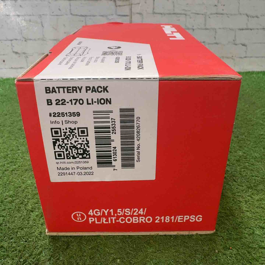 ヒルティ(Hilti) リチウムイオンバッテリー B22-170 Nuron ニューロン 22V/8.0Ah【町田店】