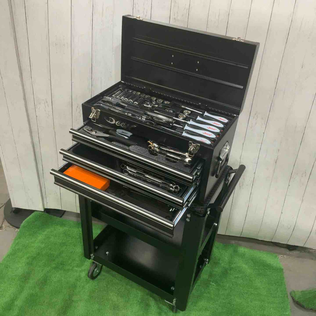 店頭受取り限定】DEEN ミニツールワゴン＆3段チェスト 工具セット