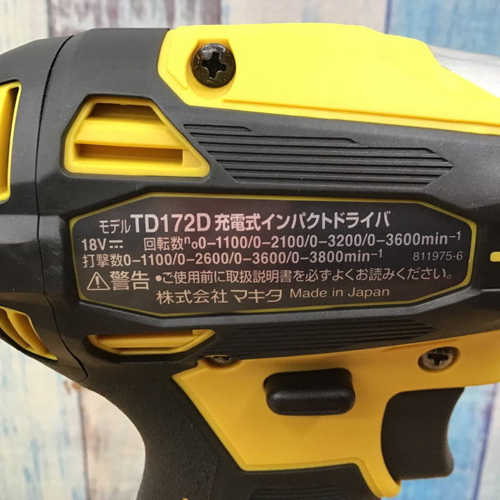 ★マキタ(makita) 18Vコードレスインパクトドライバー TD172DZFY 本体のみ【柏店】