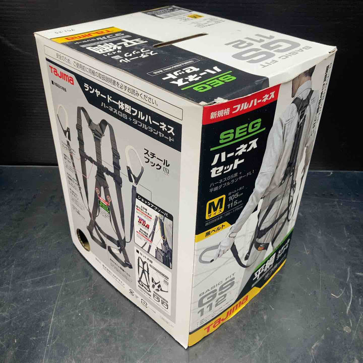【未使用品】タジマ(Tajima) ハーネスGS＋平ロープダブルランヤードL1セット 黒 Mサイズ A1GSMFR-WL1BK【川越店】