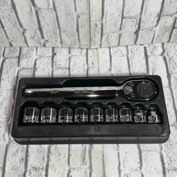 Snap-on スナップオン 3/8ロープロファイルラチェットハンドル+3/8ロープロファイルソケット9点セット RAF80A+RFM8-18 【川口店】
