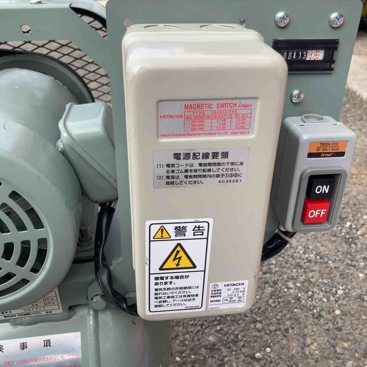 【店頭受取り限定】◇日立産機システム 三相200V 1馬力 給油式ベビコン ベビコン 圧力開閉式 50Hz用 0.75P-9.5VP5【柏店】