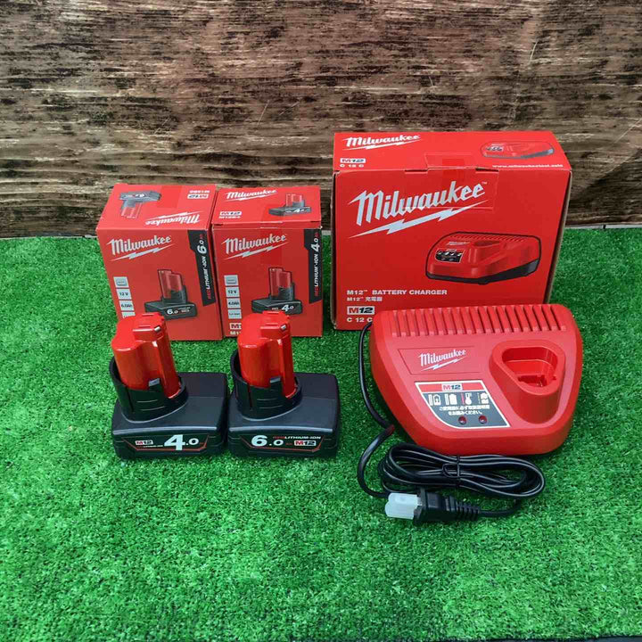 ミルウォーキー バッテリーM12B4(12V4.0Ah) M12B6(12V6.0Ah) 充電器C12C 美品セット【川越店】