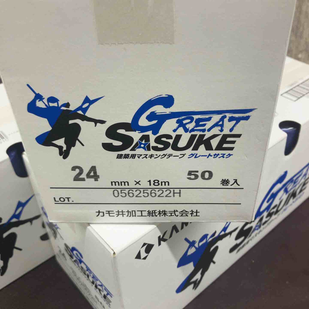 【未使用(店頭展示品)】カモ井 グレートサスケ 24㎜マスキングテープ建築塗装用(50巻入)3個セット【東大和店】