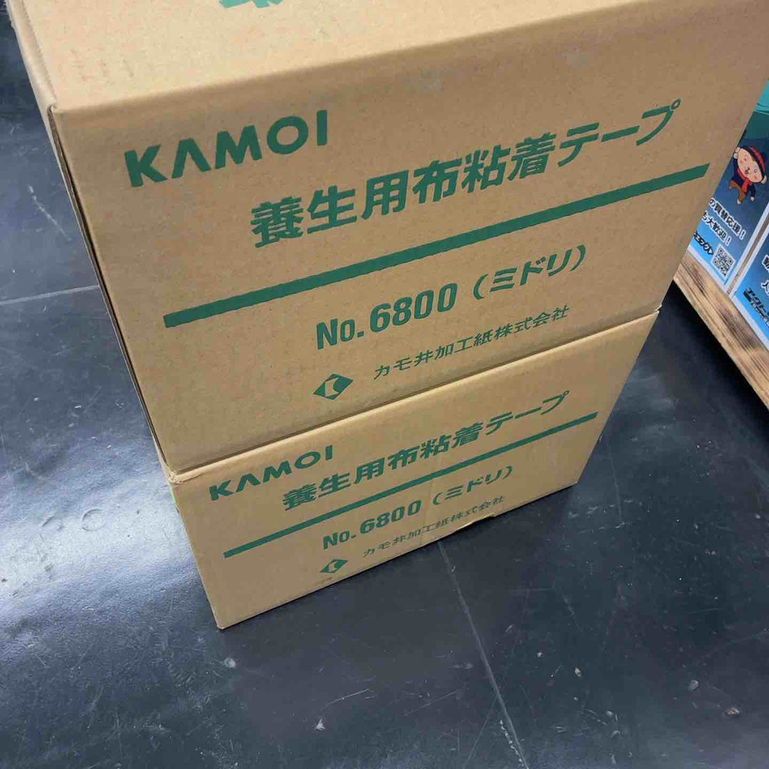 【2箱セット(計60巻)】KAMOI 養生用布粘着テープ No.6800 ミドリ 50mm×25m 30巻入【藤沢店】