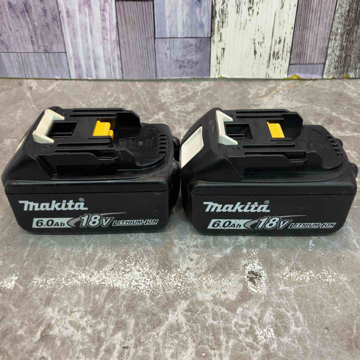 【中古品】マキタ 純正 18V 6.0Ah バッテリー BL1860B×2個 (充電20回/22回) + 急速充電器 DC18RF 計3点セット まとめ makita【八潮店】
