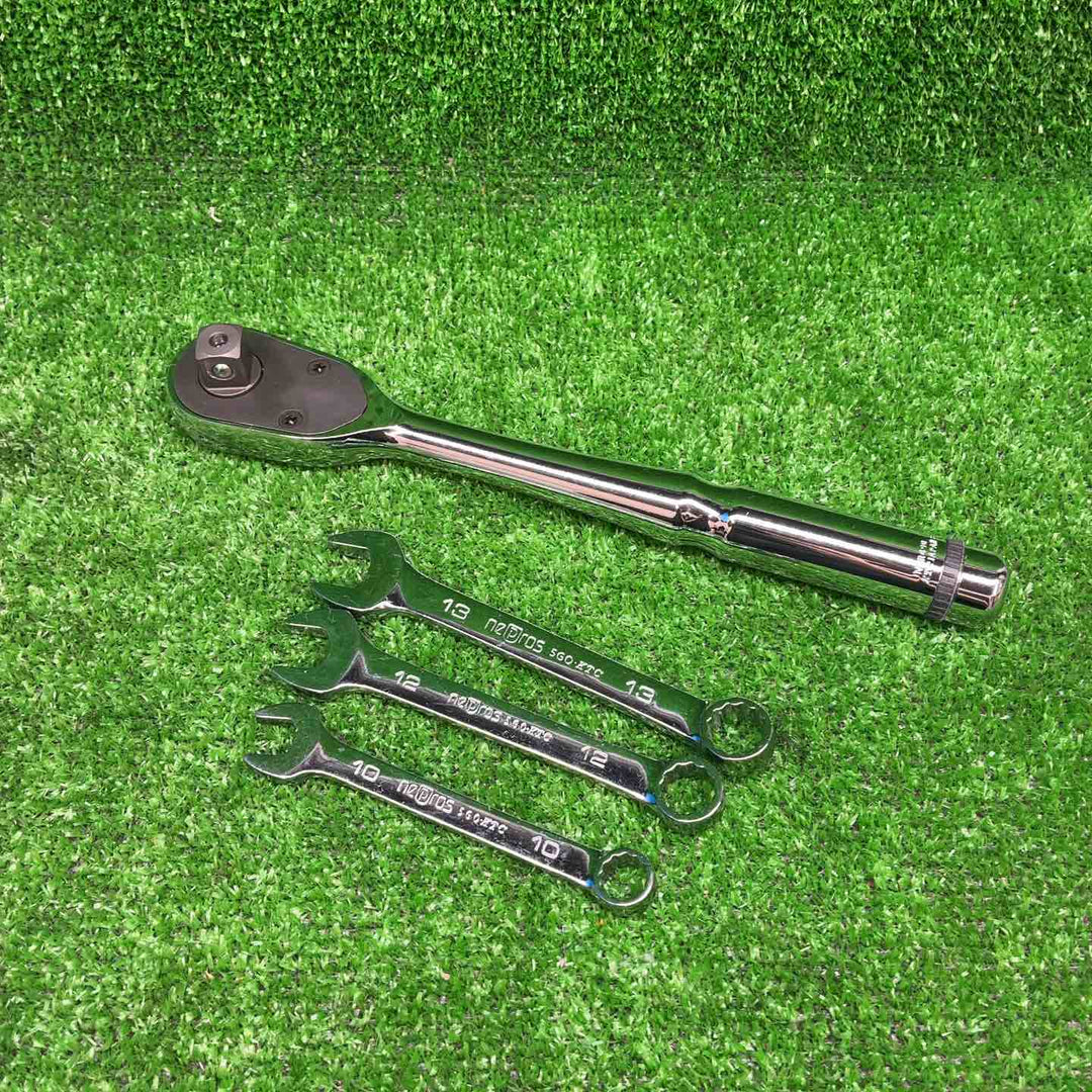 KTC ネプロス 12.7mm (1/2インチ) ラチェットハンドル NBR490、コンビネーションレンチ NMS2S-10～13【藤沢店】